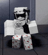 a person wearing a hello kitty outfit says we 're very sorry