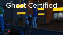 a video game called ghost certified is being played in a gas station
