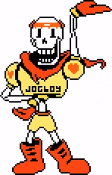 pixel art skeleton cool dude hand on hip jog boy