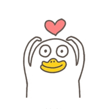 a drawing of a duck with a heart on its head .