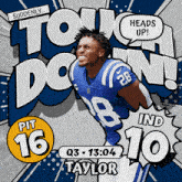 an advertisement for indianapolis colts player taylor in a comic style