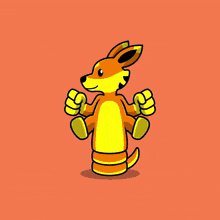 a cartoon drawing of a kangaroo with a scarf around his neck