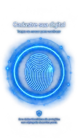 a blue circle with a fingerprint inside of it