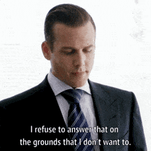 a man in a suit and tie refuses to answer that on the grounds that he does n't want to