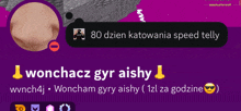 a purple background with the words wonchacz gyr aishy on it