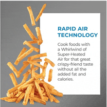 a bunch of french fries falling into a pile with the words rapid air technology