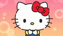 a hello kitty cartoon with a red bow on her head