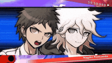 a screenshot of a video game with nagito komaeda on the bottom