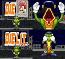 a missing poster for mighty the armadillo is displayed on a wall