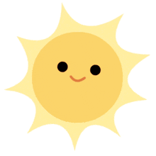 a cartoon sun with a smiling face on a white background