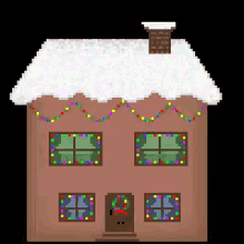 gingerbread house lights pixels sparkle holidays