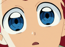 a close up of a cartoon character 's eyes with a tear coming out of them