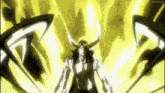 a cartoon character with horns is surrounded by yellow lightning bolts