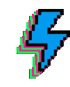 a pixel art of a lightning bolt on a white background .