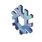 a blue and purple snowflake on a white background .
