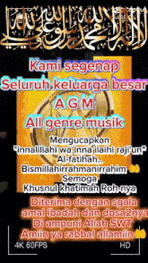 a poster that says " kami segenap seluruh keluarga besar ag m all genre musik "