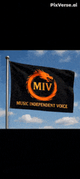 a black flag with the words mtv music independent world on it