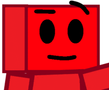 a red box with a black face and a black eye
