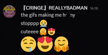 a screenshot of a cringe reallybadman post with emojis