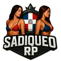 the logo for sadiqueo rp has two women in bikinis