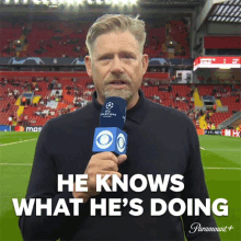 He Knows What Hes Doing Peter Schmeichel GIF - He Knows What Hes Doing Peter Schmeichel Uefa Champions League GIFs
