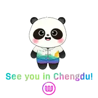 a panda bear with the words see you in chengdu
