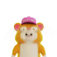 a hamster wearing a pink hat with the word grind on it