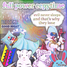 a full power eepytime bedtime good night card