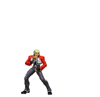 a pixel art of a man with purple wings on a white background .