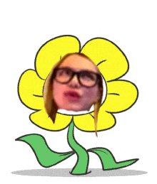 a cartoon drawing of a flower with a woman 's face on it