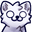 a drawing of a white cat with a black nose and a white background .