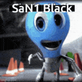 a cartoon character with the words san 1 black on the top