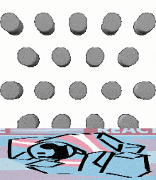 a pixel art drawing of a transgender flag with circles and the word react on the bottom