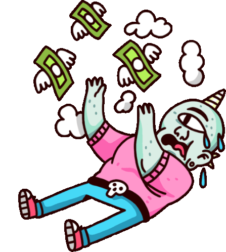 Ogre Crying And Watching Money Flying Away Sticker - Grownup Ogre Spending Money Stickers