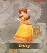 a video game character named daisy is standing on a map