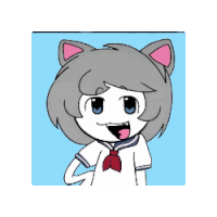 a drawing of a girl with a cat ear and tongue sticking out