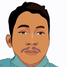 a cartoon of a man with a mustache and braces on his teeth