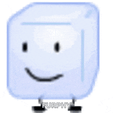 a cartoon ice cube with a smile on its face and feet .