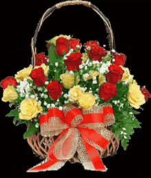 flowers basket lights bouquet rose