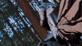 a painting of a person in a superhero costume in the woods
