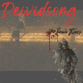 a painting of a man standing next to a dragon with the words devidsong the ronin stones below him