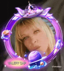 a picture of a woman in a frame with the name valery cap