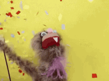 puppet excited happybirthday happy confetti