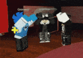 a group of roblox characters are standing next to each other and one of them has the name jordenhops on his head