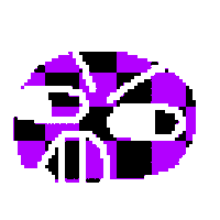 a pixel art of a purple black and white circle
