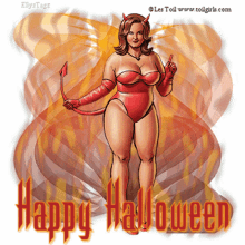 happy halloween horn evil fire pointing
