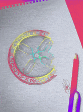 a drawing of a x-men symbol with a bite taken out