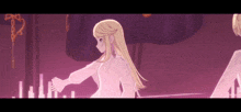 a girl with blonde hair is standing next to another girl