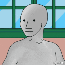 a cartoon drawing of a man with the website npc.com underneath it