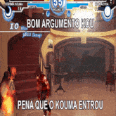 a screenshot of a video game with the words pena que o kouma entrou at the bottom
